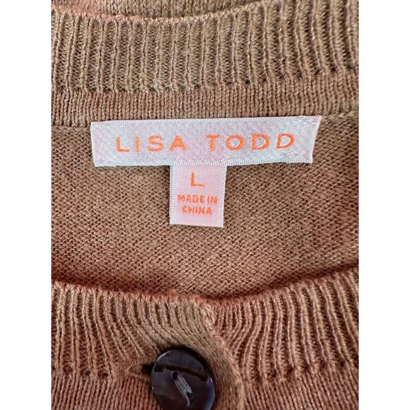 Lisa Todd Made Your Look Cashmere Blend Henley Sweater Heart Elbow Patches Sz Lg - Picture 7 of 9